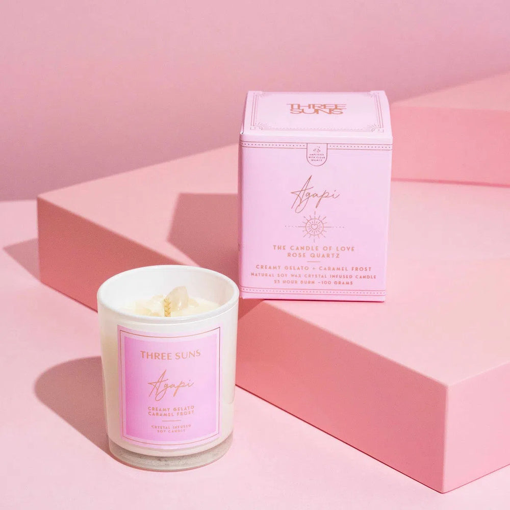 Agapi' | Mini Candle of Love | Creamy Vanilla Gelato & Caramel Frosting-Candle-ThreeSuns