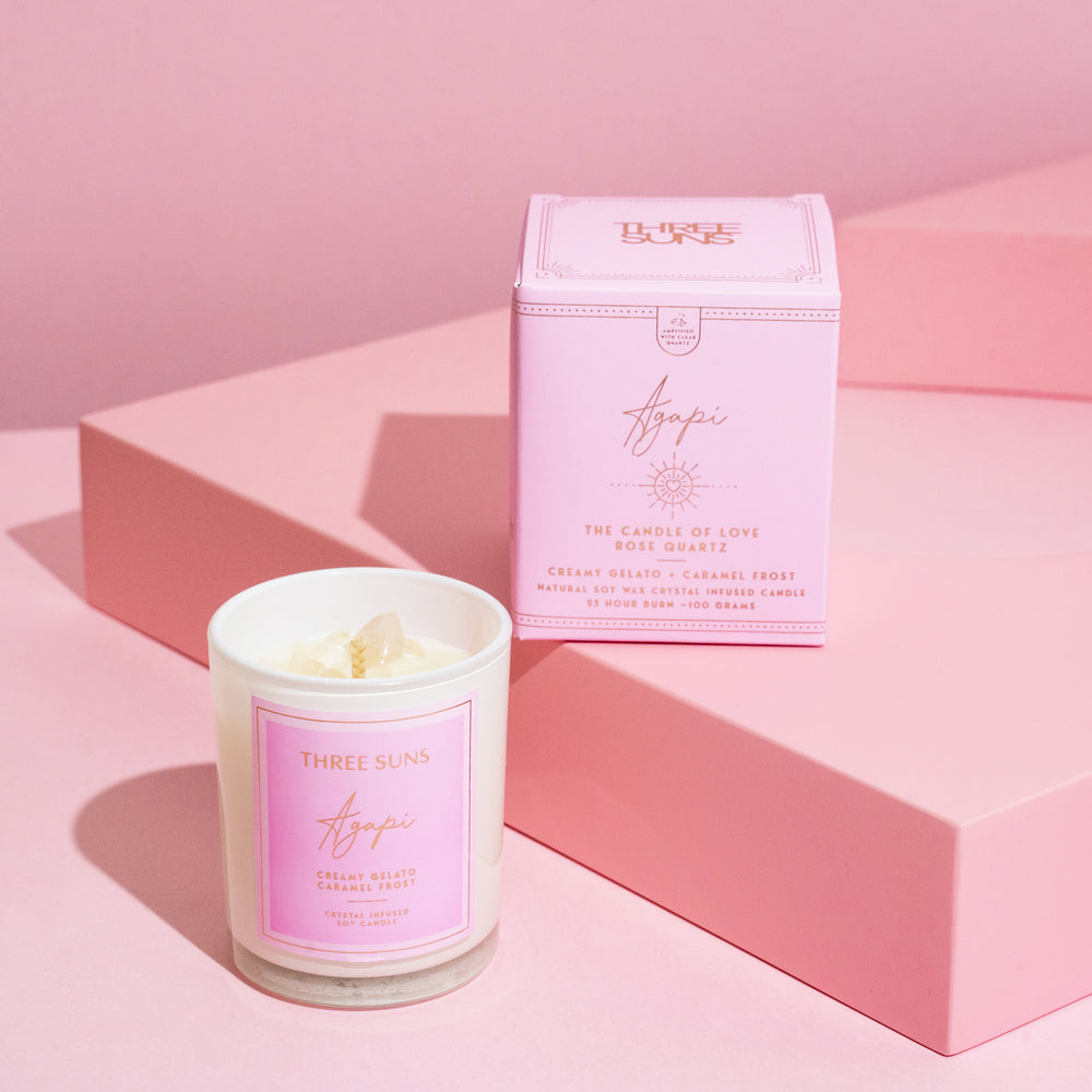 
                      
                        Agapi' | Mini Candle of Love | Creamy Vanilla Gelato & Caramel Frosting - ThreeSuns
                      
                    