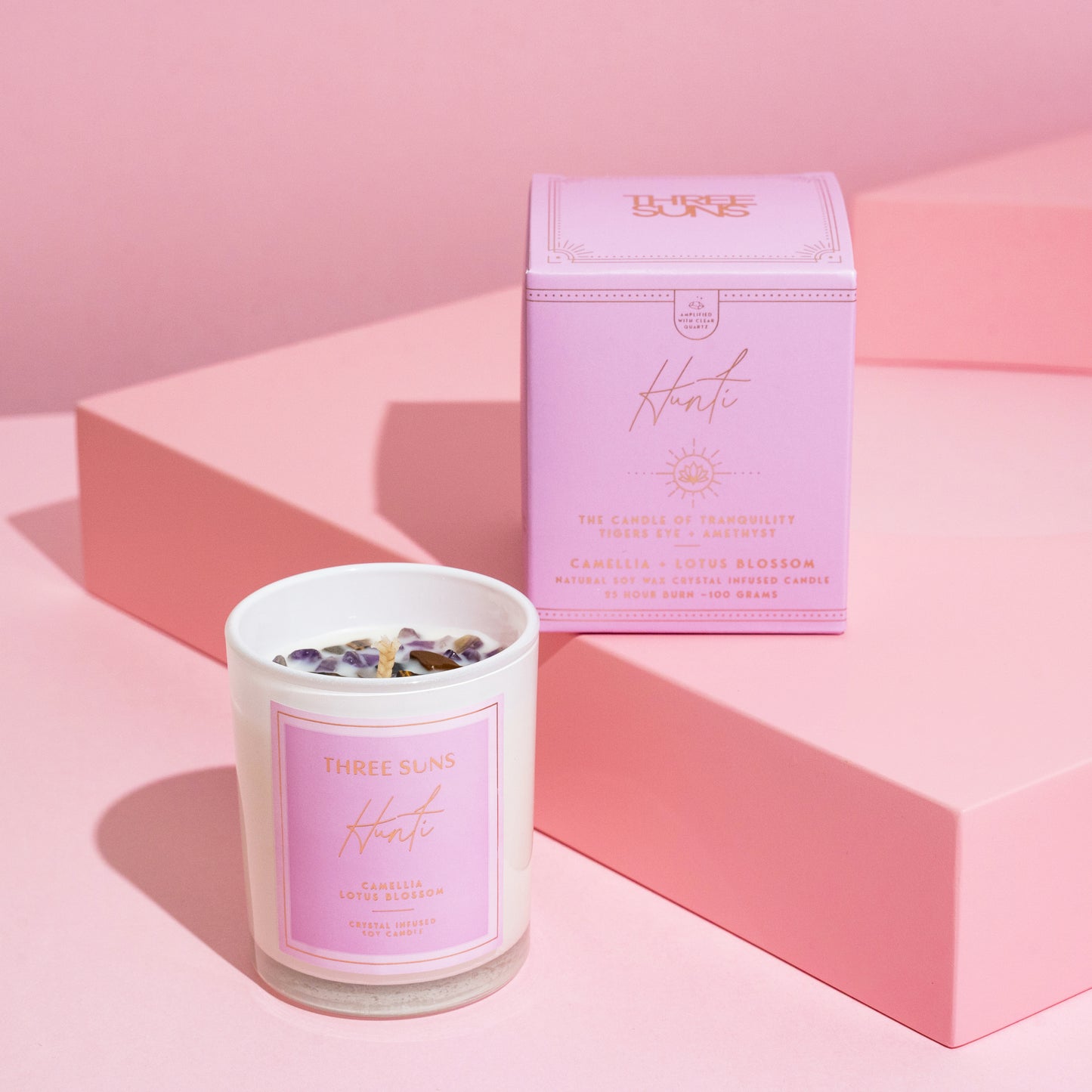Hunti' | Mini Candle of Tranquility | Camellia + Lotus Blossom