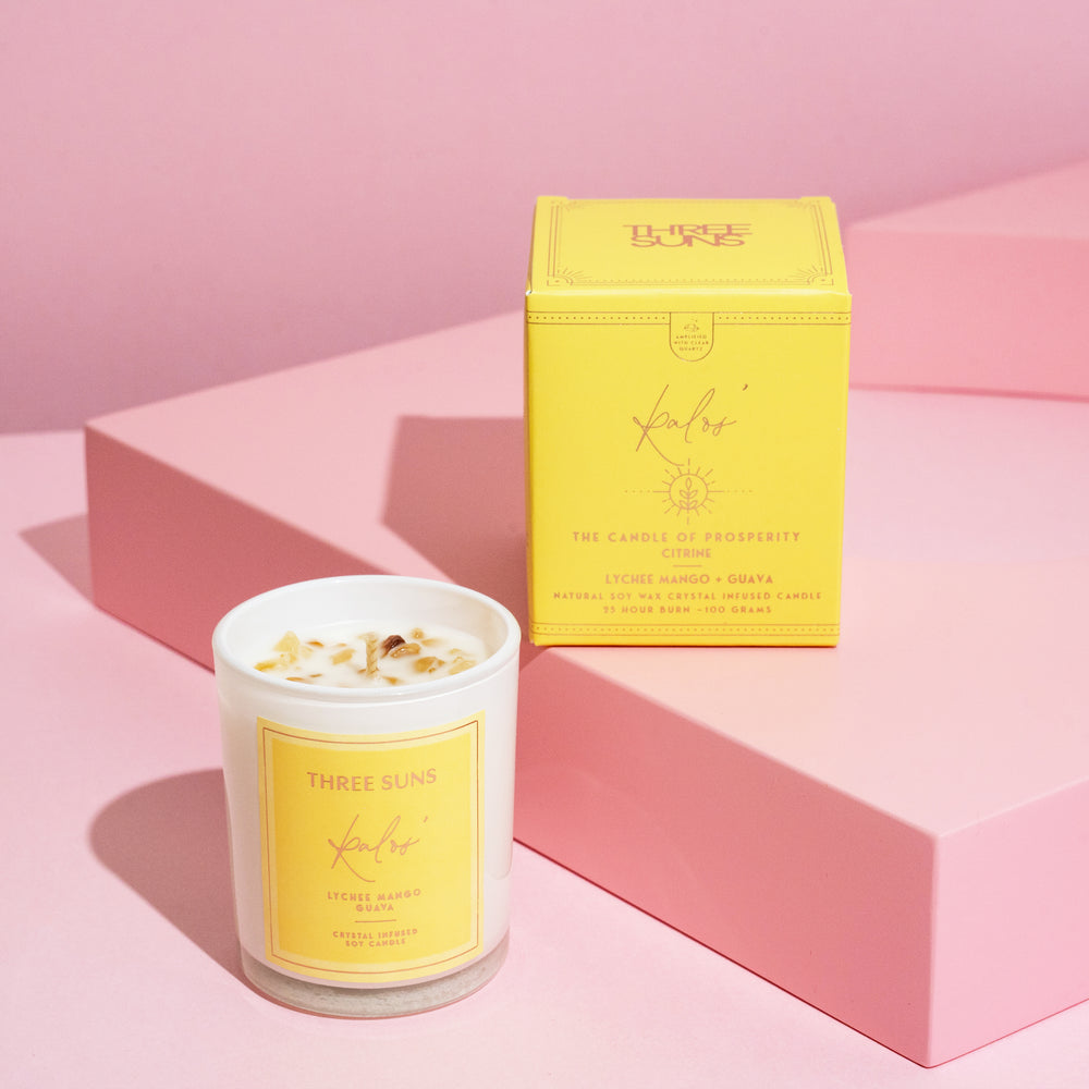 
                      
                        Kalos' | Mini Candle of Prosperity | Lychee Mango & Guava - ThreeSuns
                      
                    