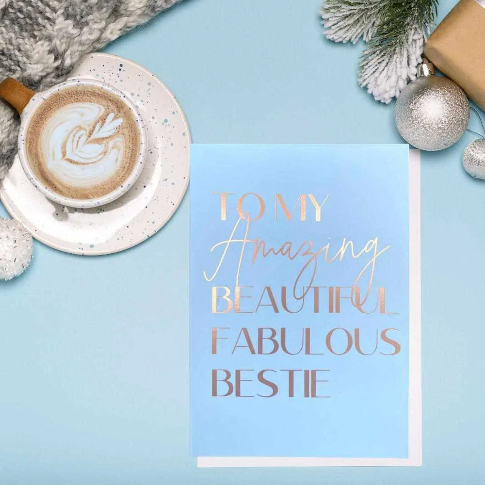 To My Amazing Beautiful Bestie Foiled Embossed Gift Card-Gift Set-ThreeSuns