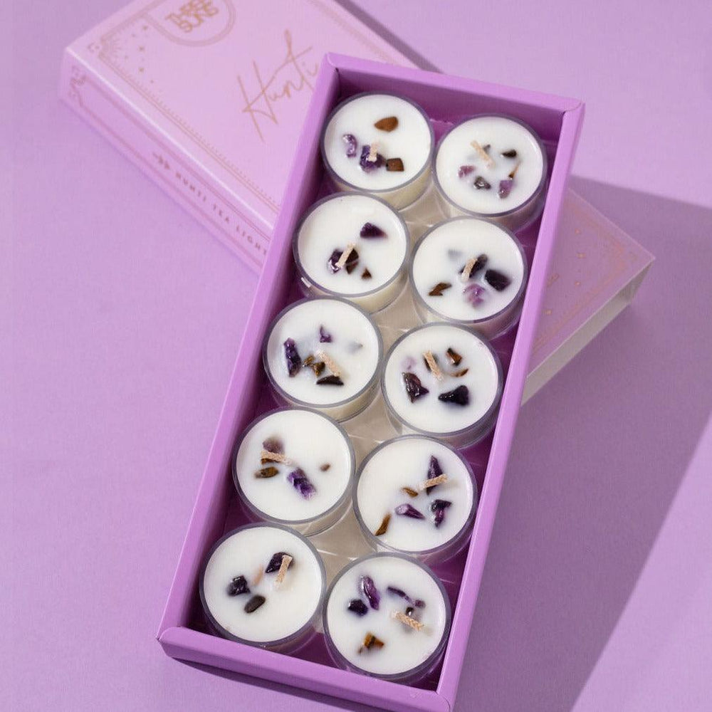 
                      
                        Hunti | Camellia + Lotus Blossom Soy Tealight Box of 10 - ThreeSuns
                      
                    